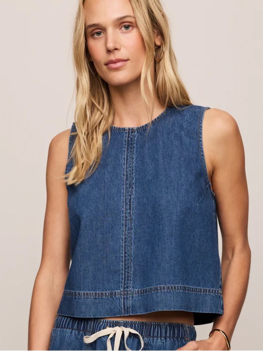 NWT Z Supply Sun Seeker Denim Cropped Tank—Size Large